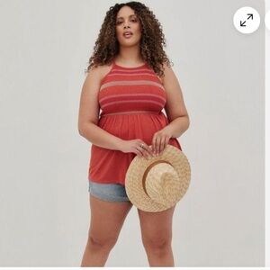 Torrid Super Soft Smocked High Neck Babydoll Top Size 00X